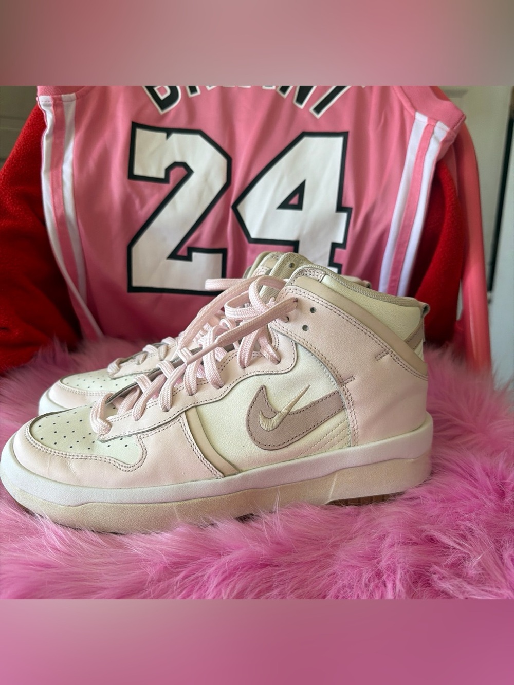 Nike Women’s Pink and Cream Mid-Top Sneakers
